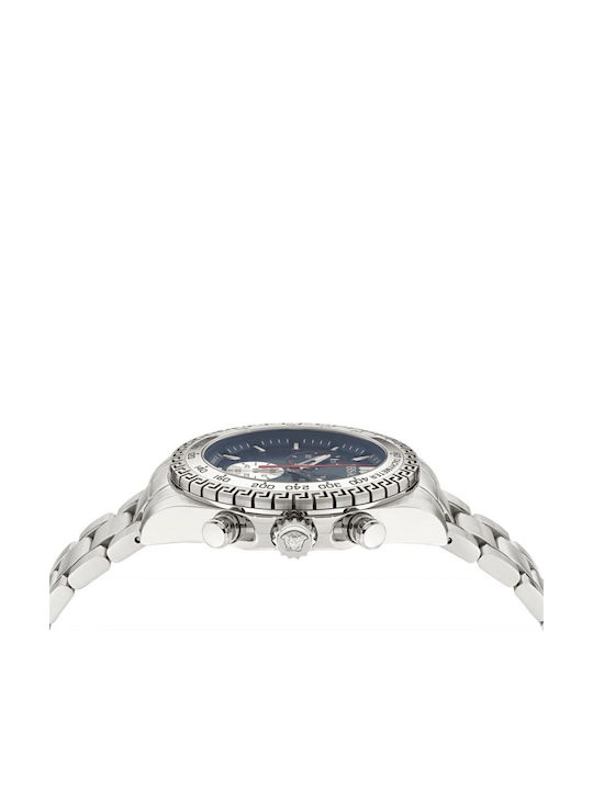 Versace Chrono X Ανδρικό Ρολόι Χρονογράφος Μπαταρίας με Ασημί Μεταλλικό Μπρασελέ