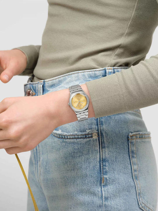 Swatch Swatch Γυναικείο Ρολόι 33mm Μπαταρίας με Ασημί Μεταλλικό Μπρασελέ