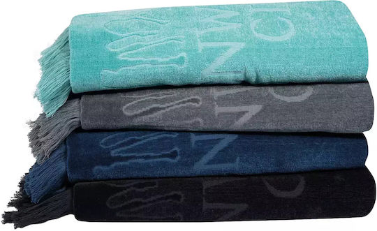 Greenwich Polo Club 3656 Beach Towel Cotton Black with Fringes 190x90cm.