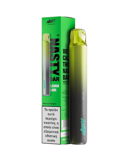 Nasty Juice Електронна Цигара за Еднократна Употреба 600 Вдишвания Lemon Lime 2ml 20mg Жълта
