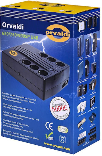 Orvaldi 900SP UPS Line-Interactive 900VA 540W με 6 Schuko Πρίζες