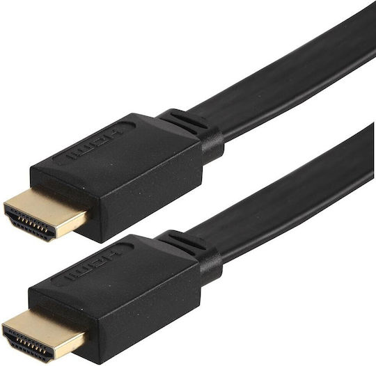 Techly Flat Cable HDMI male - HDMI male 5m Μαύρο