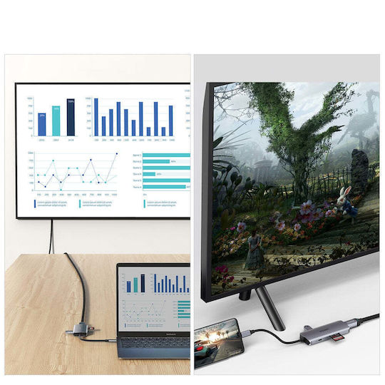 Choetech USB-C Docking Station με 4K PD Ethernet Γκρι (HUB-M19)