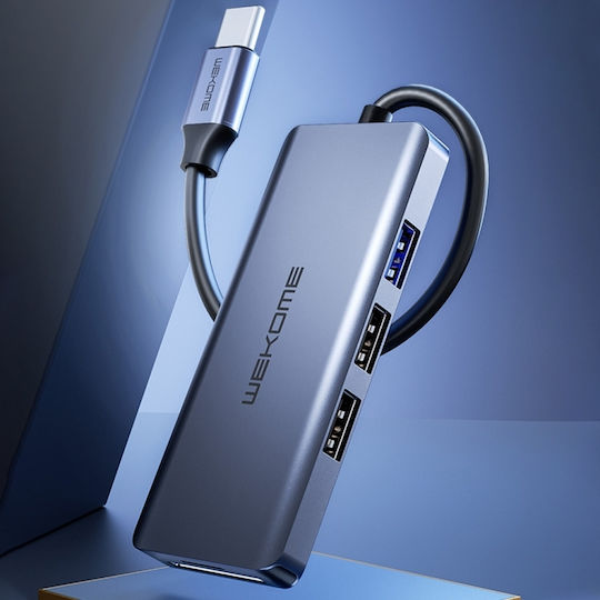 WK WP-U136 USB-C Stație de andocare cu HDMI 4K PD Argintiu