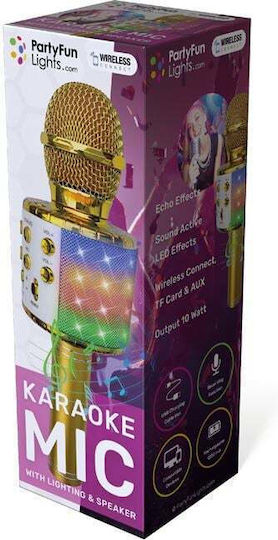 Party Fun Lights Μικρόφωνο Karaoke Ασύρματο 605602 σε Χρυσό Χρώμα