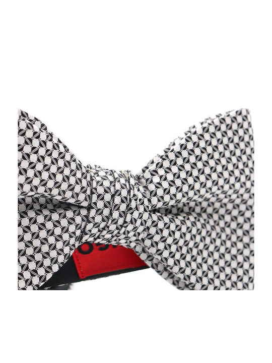 Hugo Παπιγιον Bow Tie Dressy Μικροσχεδιο Λευκο-μαυρο
