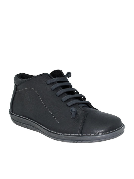 Leder Stiefeletten Damen Schwarz