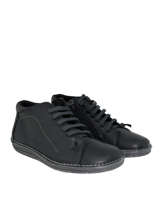 Leder Stiefeletten Damen Schwarz