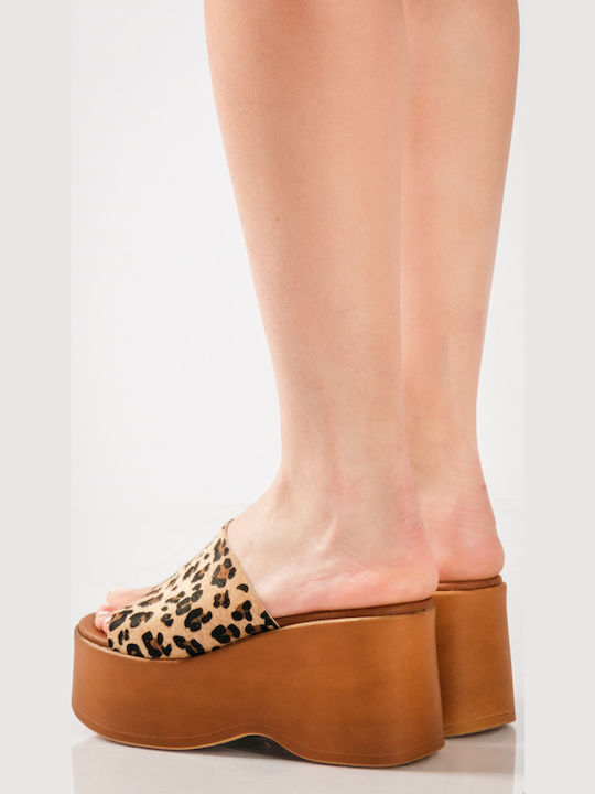Breite Riemen Leopard Plattformen