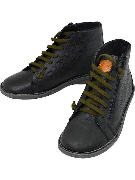 Leder Stiefeletten Damen Schwarz