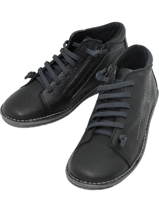 Leder Stiefeletten Damen Schwarz