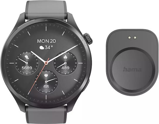 HAMA 9000 47mm Smartwatch με SIM και Παλμογράφο (Γκρι)