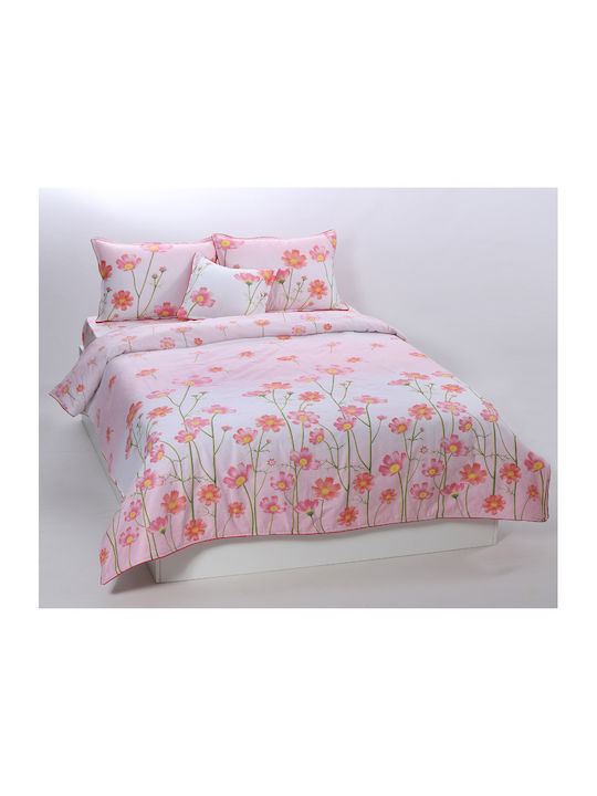 Silk Fashion Duvet Cover Set Cotton Single with Pillowcase & 1 Sheet 160x240 Joy Pink