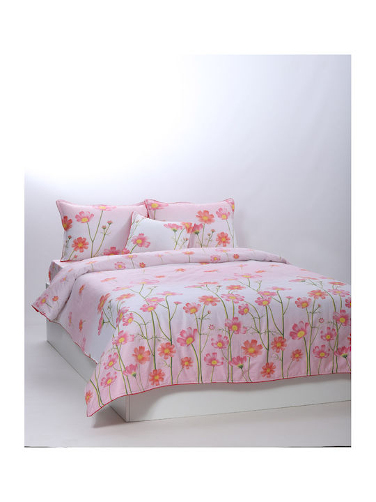 Silk Fashion Duvet Cover Set Cotton Single with Pillowcase & 1 Sheet 160x240 Joy Pink
