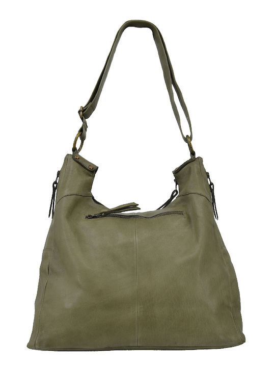 Leather Women's Bag Shoulder Khaki
