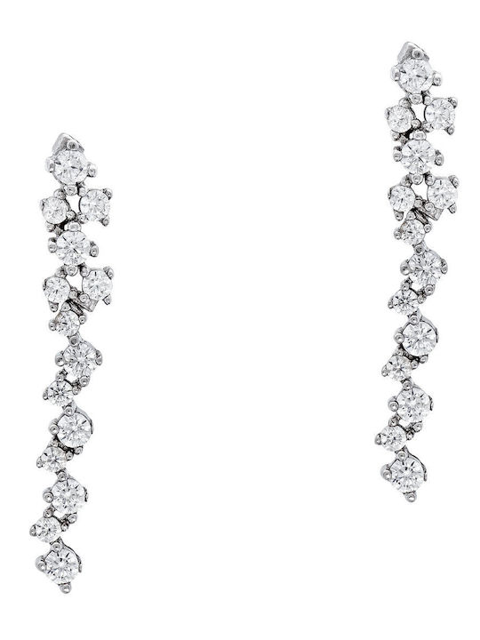 Kiriakos Gofas Set with Necklace & Earrings from White Gold 14K with Stones