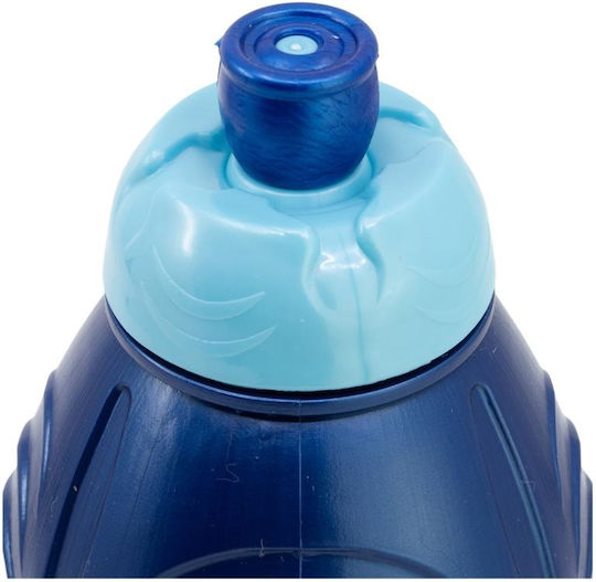 Stor Sportflasche Kunststoff Kinder Trinkflasche Stitch mit Stroh Blau 400ml