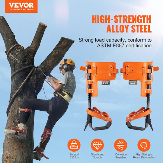 Vevor Tree Climbing Spikes Climbing Spurs Alloy Steel Arborist Equipment Orange