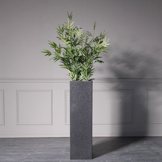 Supergreens Terazzo Ανθοστήλη Πήλινη Μαύρη 28x28x100εκ.