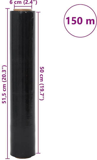 Vidaxl Stretch Film 6 Pieces Black 30 Micron 50 cm x 150 m Black