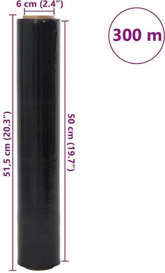 Vidaxl Stretch Film 6 Τεμάχια Μαύρο 30 Μm 50 Cm X 300 M Μαύρο