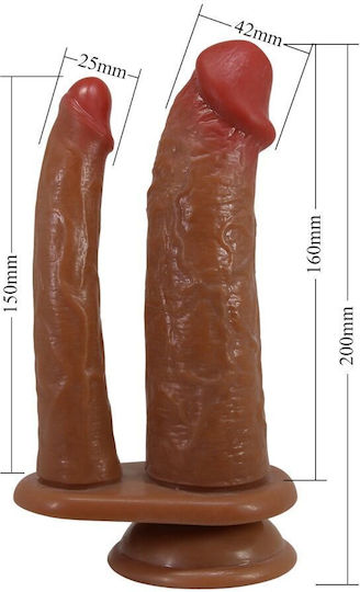 Pretty Love Hubbert Double Ended Vibrating Realistic Dildo Suction Cup Base 7 Vibration Modes 20-19cm Flesh