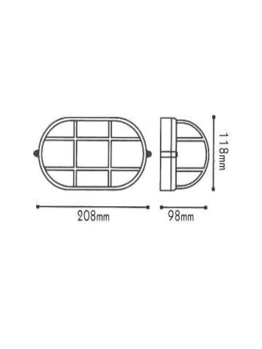 Aca Wall-Mounted Bulkhead Outdoor E27 IP45 20.8x11.8x9.8cm