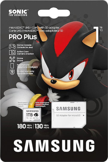 Samsung PRO Plus microSDXC 1TB U3 V30 A2 UHS-I 180MB/s με αντάπτορα