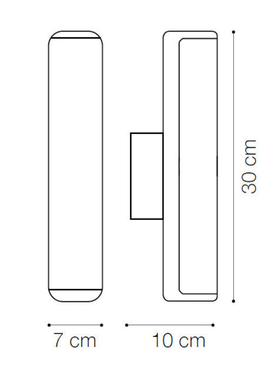 Ideal Lux Επιτοίχιο Εξωτερικό Φωτιστικό LED IP44 9.5W με Φυσικό Λευκό Φως 30x10x7εκ.
