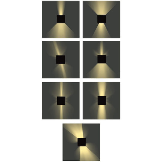 Inlight Wandmontierte Außen-Deckenleuchte LED IP44 10W mit Warmweiß Licht Doppelstrahl 9.9x9.9εκ.