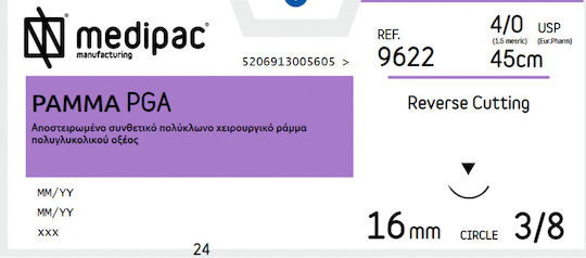 Medipac Surgical Sutures Length 75cm PGA 4.0 Absorbable 9622