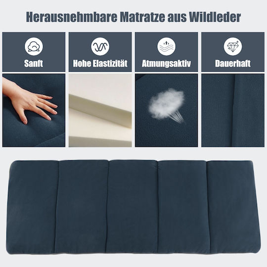 Costway Foldable Metallic Beach Sunbed Blue 65cm
