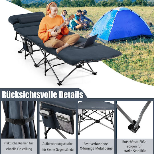 Costway Foldable Metallic Beach Sunbed Blue 65cm