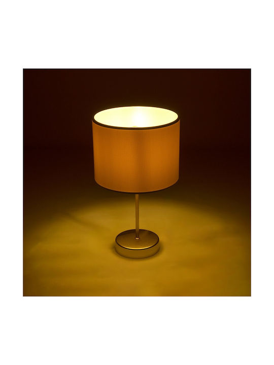 GloboStar Wiz Metal Table Lamp for Socket E27 with Beige Shade and Gold Base