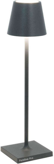 Zafferano Poldina Metal Table Lamp LED with Black Shade and Base