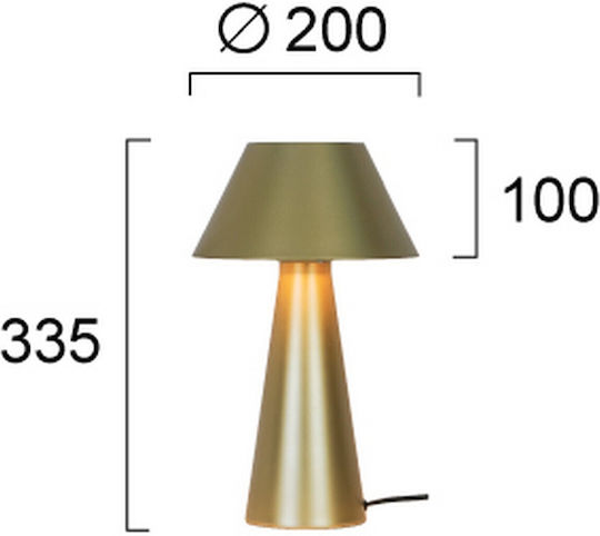 Viokef Dona Metal Table Lamp for Socket E27 with Green Shade and Gold Base