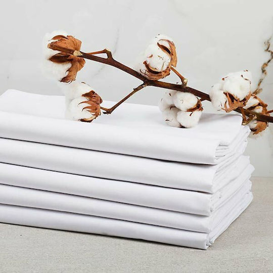 Sunshine Festos Hotel Sheet White Semi-Double 180x270cm 100% Cotton 1pcs