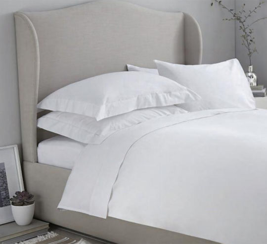 Kipper Hotel Sheet White Queen Size 240x270cm Cotton & Polyester 1pcs