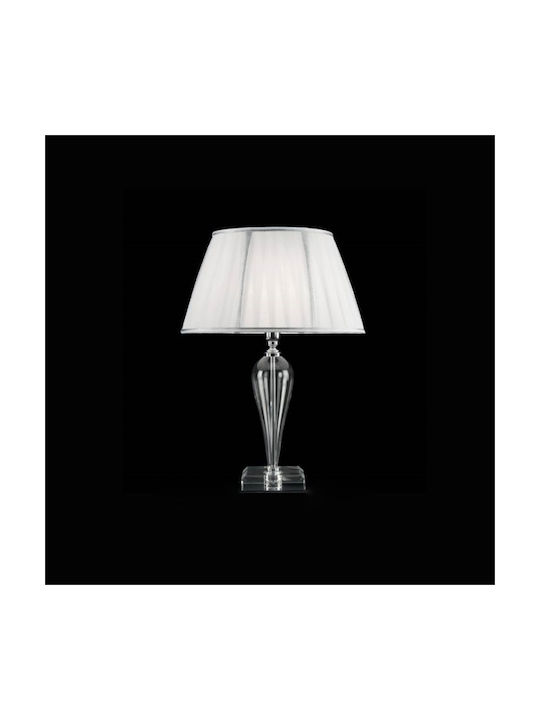 Ondaluce Ravel Metal Table Lamp for Socket E14 with White Shade and Transparent Base
