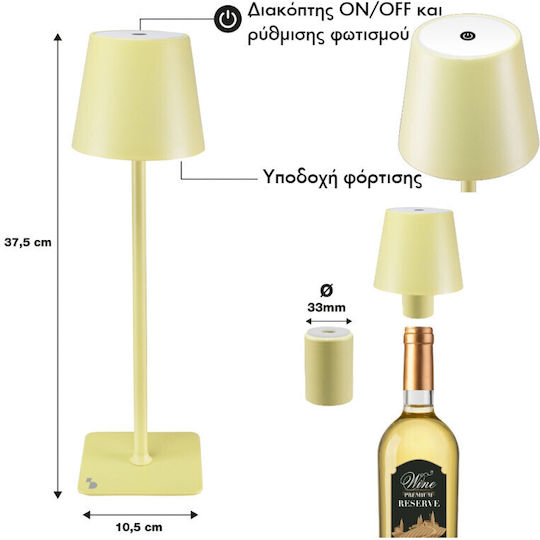 Beper Tischlampe LED mit Gelb Schirm und Basis
