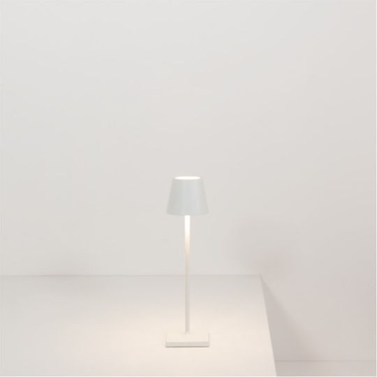 Zafferano Poldina Metal Lampă de masă LED cu Abajur Alb și Bază