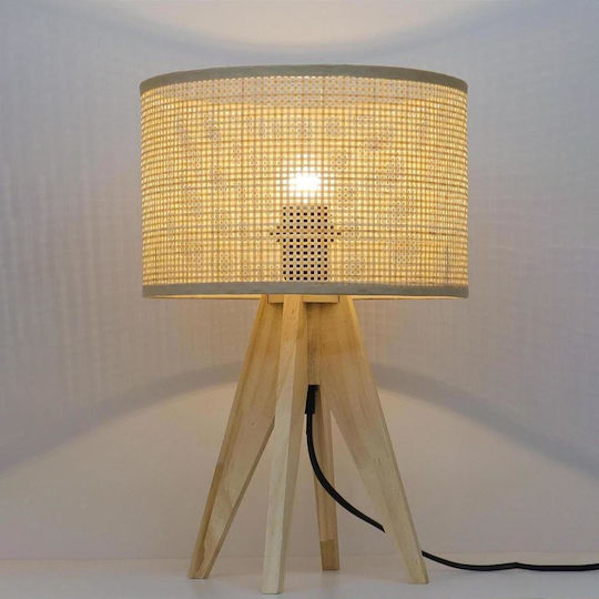Tischlampe Rattan-Holzbasis H36,5xø24cm