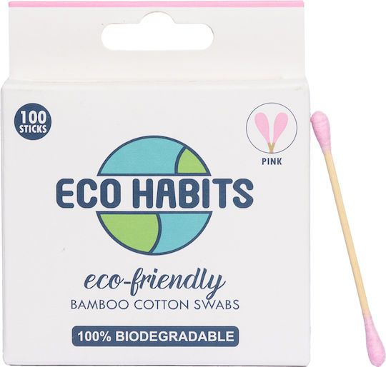 Eco Habits Βαμβακερές Μπατονέτες Μπαμπού Συσκευασία 100 Τμχ Ροζ