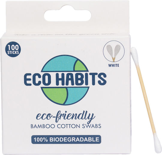 Eco Habits Βαμβακερές Μπατονέτες Μπαμπού Συσκευασία 100 Τμχ Λευκές