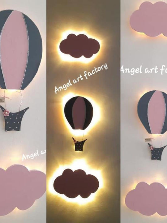 Wooden Wall Decor "Clouds Hot Air Balloon" Illuminated