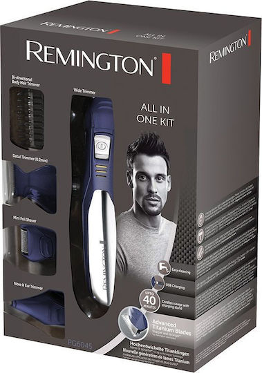 Remington All in One Σετ Επαναφορτιζόμενης Κουρευτικής Μηχανής Μπλε PG6045