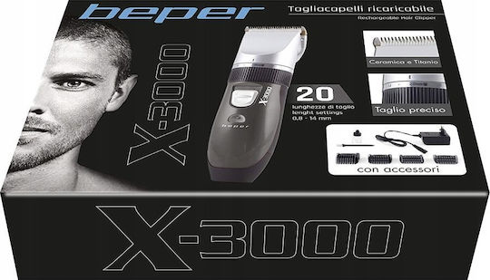 Beper Rechargeable Silver Hair Clipper 40.300