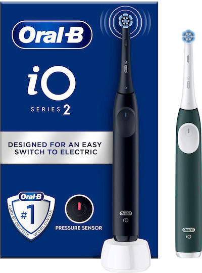 Oral-B iO Series 2 Electric Toothbrush with Pressure Sensor and Travel Case Night Black / Forest Green