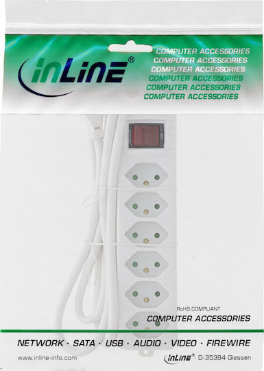 InLine Πολύπριζο 6 Θέσεων με Διακόπτη και Καλώδιο 1.5m
