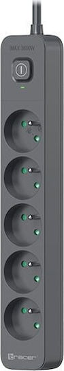 Tracer Power Strip with Surge Protection 5 Positions with Cable 3m Gray